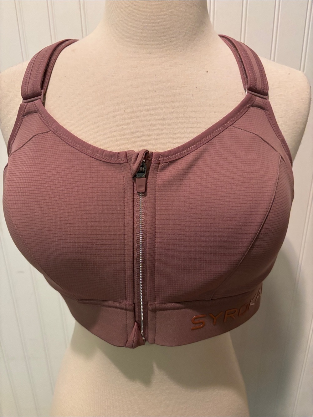 Syrokan Dusty Rose High-Impact Front-Zip Sports Bra Sz 38DD